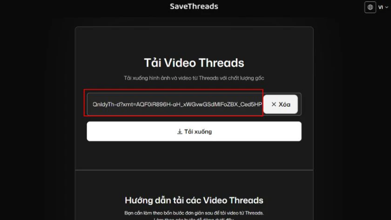 Dán liên kết vào Savethreads.io